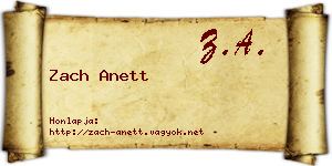 Zach Anett névjegykártya